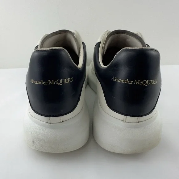 Alexander‎ McQueen Oversized Sneakers Men's White Leather Black Heel Size 43